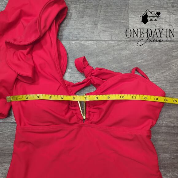 Sporlike One Shoulder Tie Back One Piece Swimsuit Size S - Picture 5 of 7
